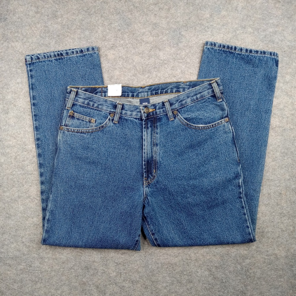 Full Blue Jeans Mens 34x30 Straight Regular Denim Pants Work‎ Heavy Zip 5 Pocket